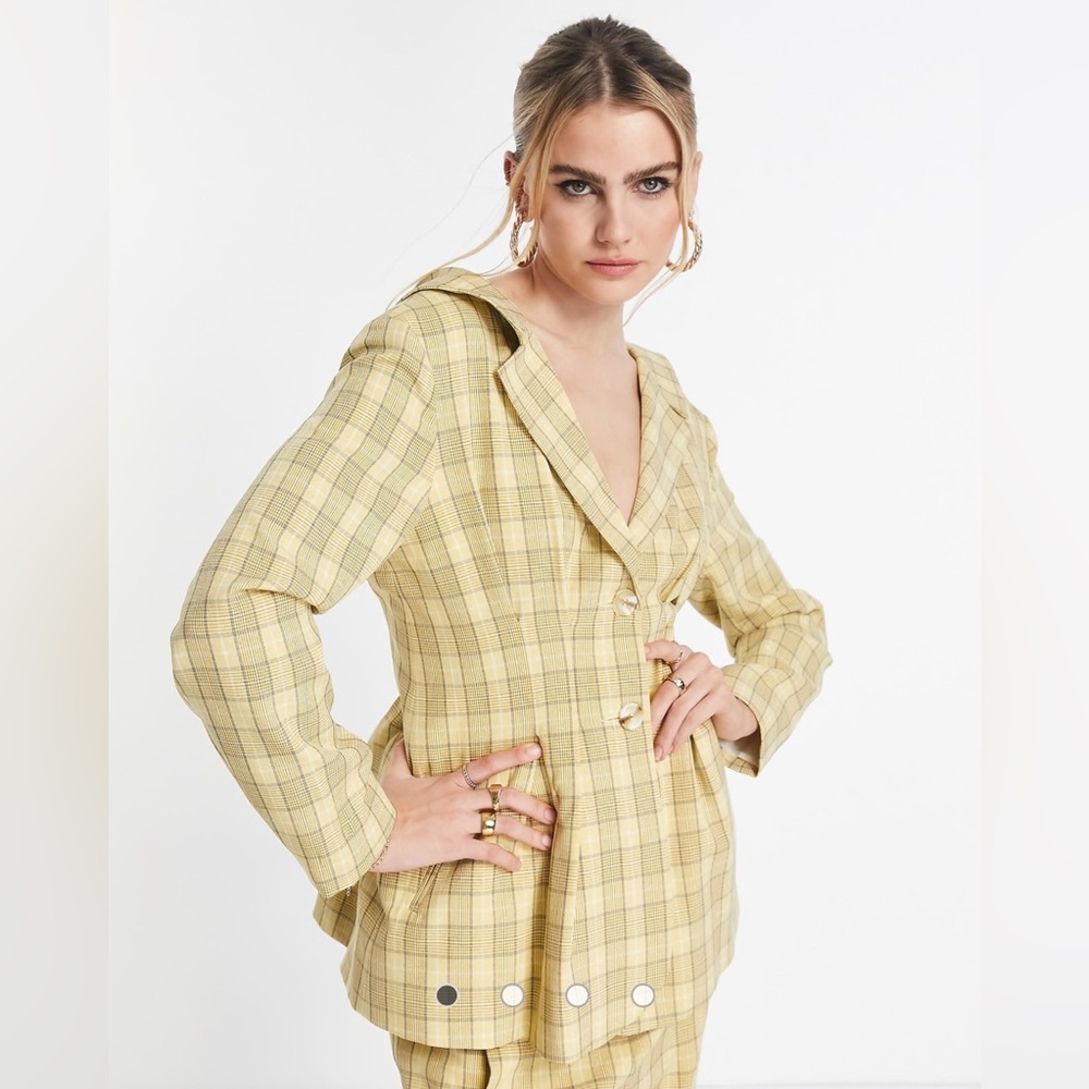 Topshop Yellow Plaid Blazer